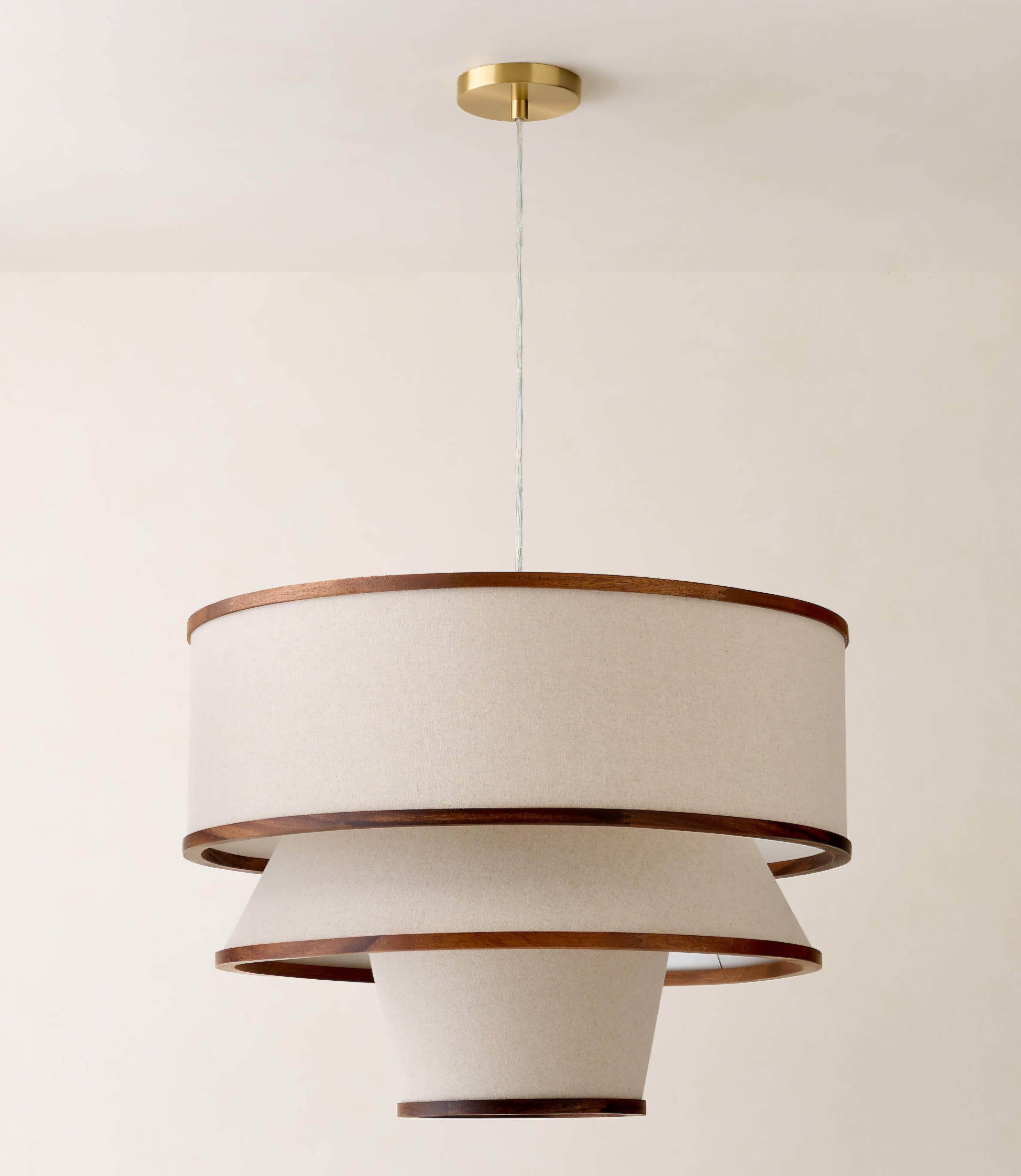 THE ONE × Bruna — Walnut Wood and Linen Pendant Light