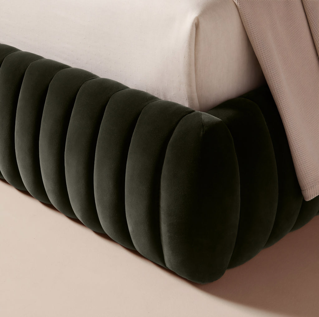 THE ONE × Wolcott — Channeled Mink Velvet Queen Bed