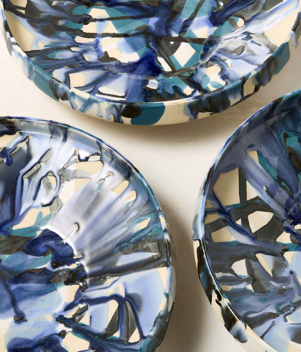 THE ONE × Notus — Blue and White Ceramic Decorative Small Bowl with Reactive Glaze