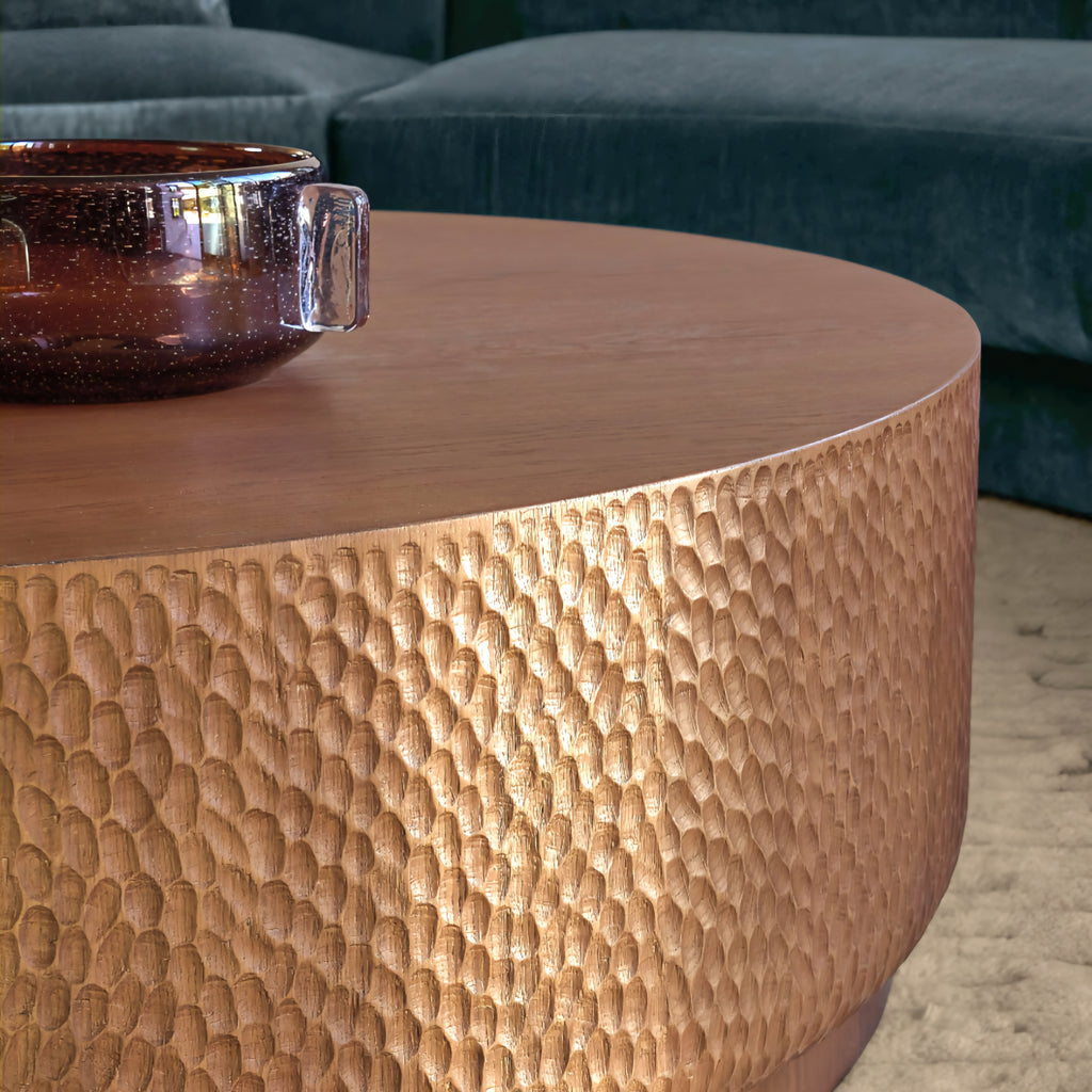 THE ONE × Hawk — Round Carved White Oak Coffee Table