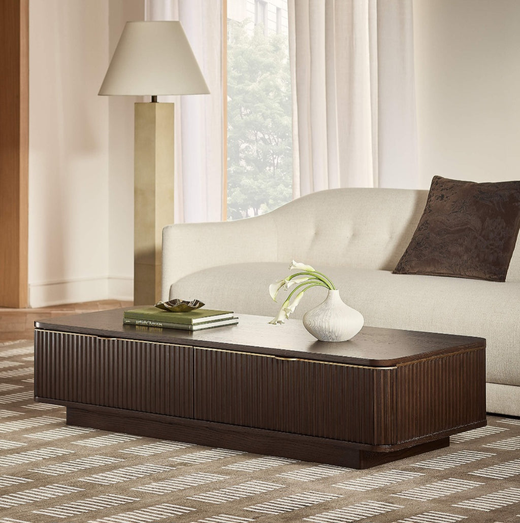 THE ONE × Davison — Rectangular Fluted Dark Oak Coffee Table