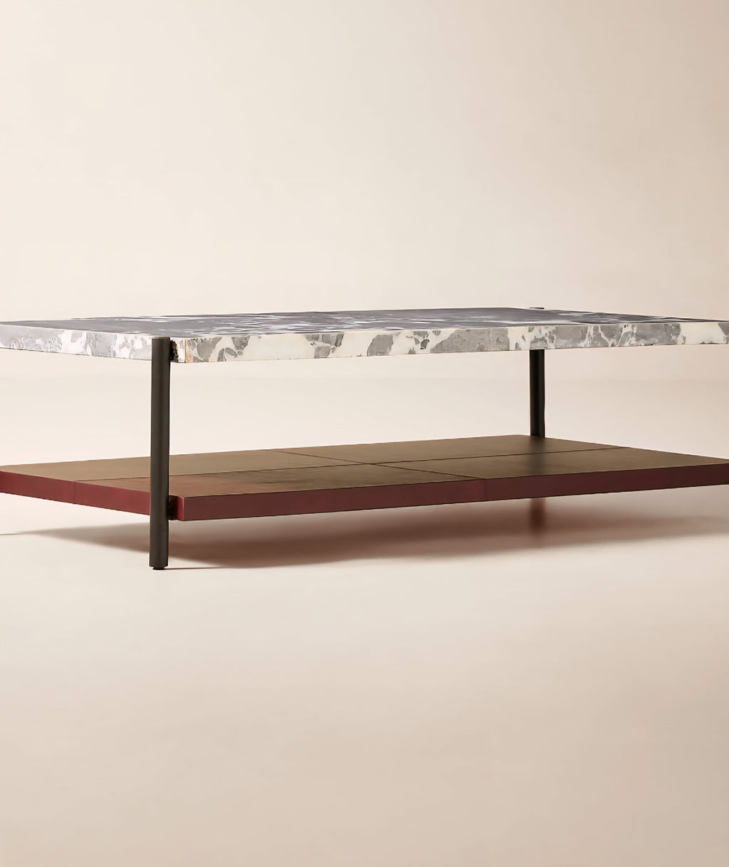 THE ONE × Verum — Interchangeable Leather + Marble Coffee Table