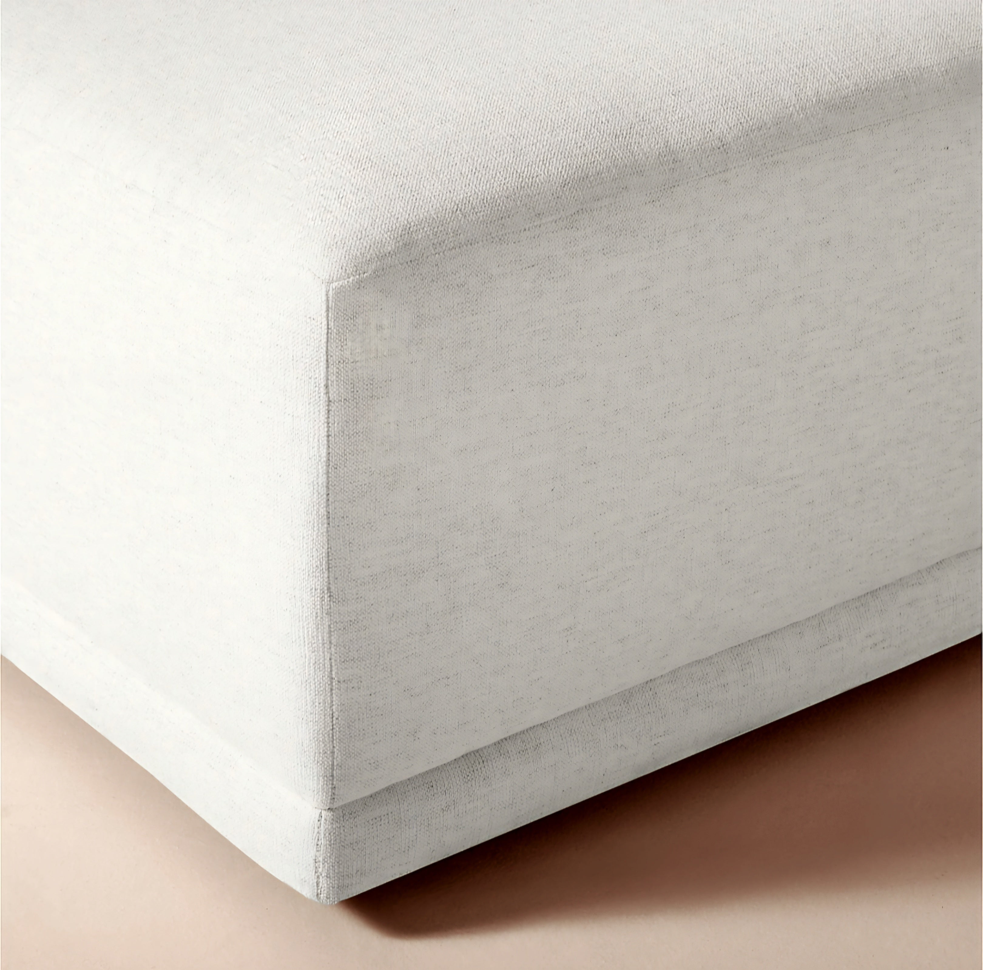THE ONE × Faible — White Performance Linen Standard Depth Ottoman