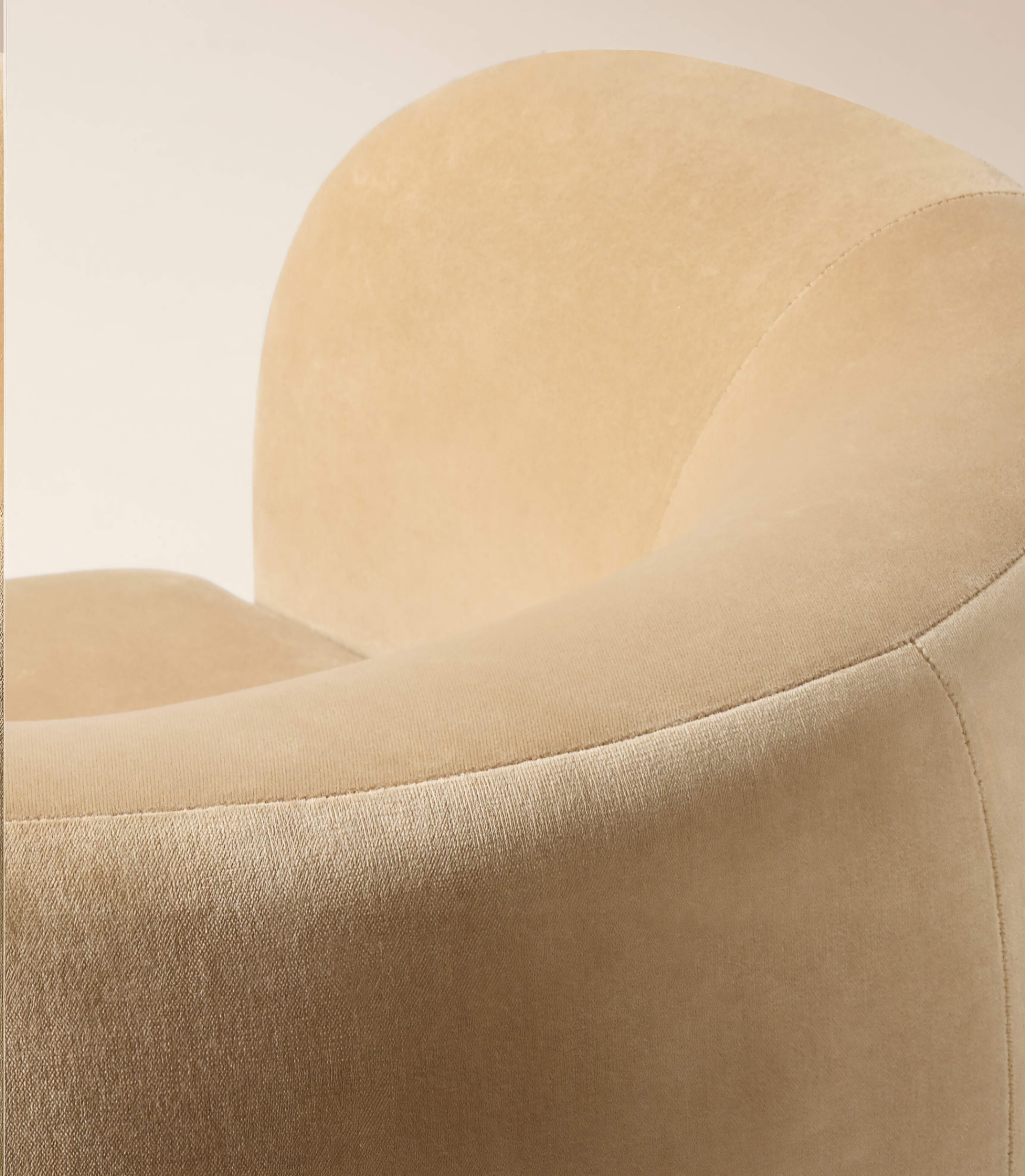 THE ONE × Muir — Taupe Velvet Swivel Chair