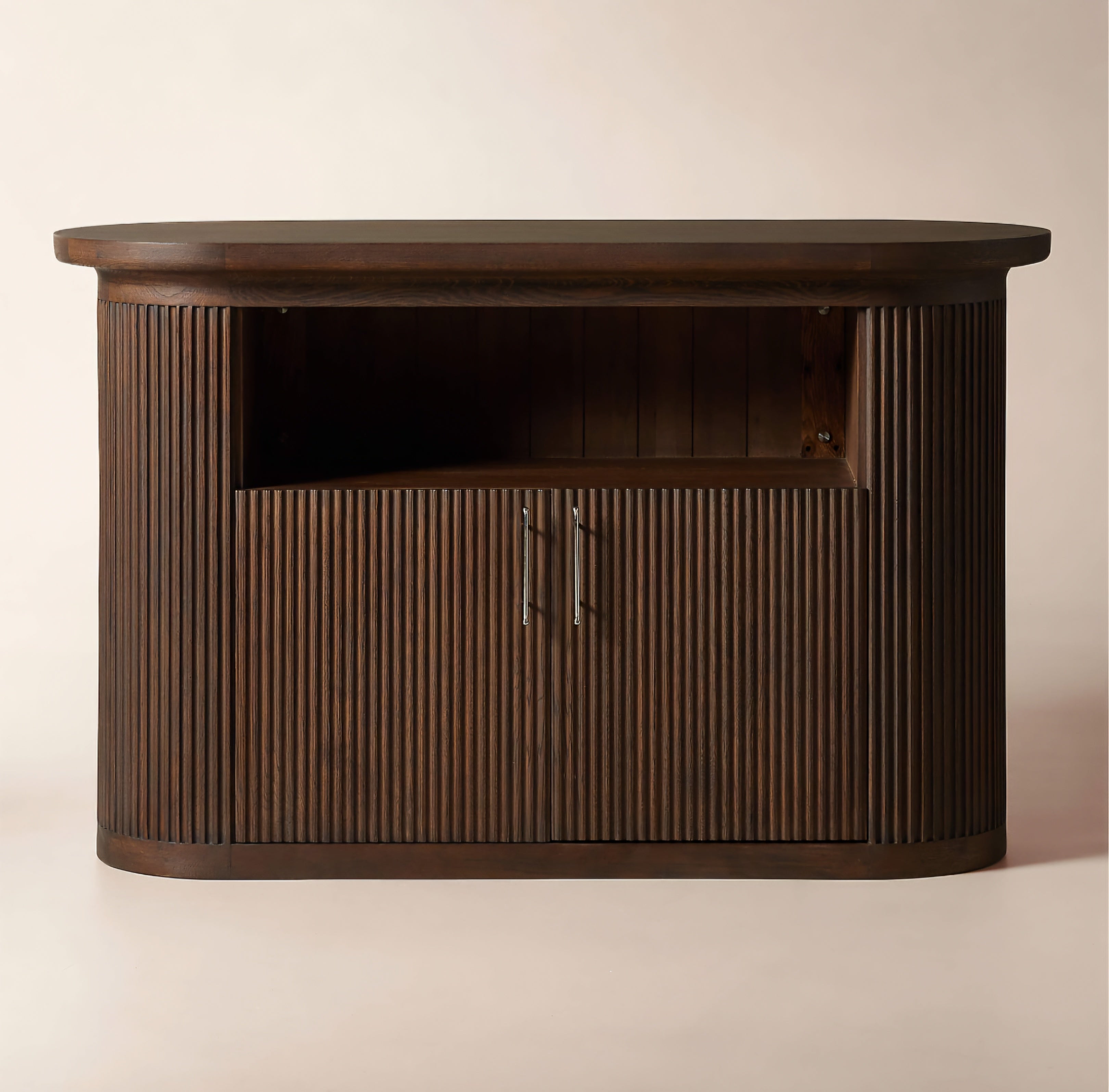 THE ONE × Solero — Fluted Dark Oak Wood Standing Bar