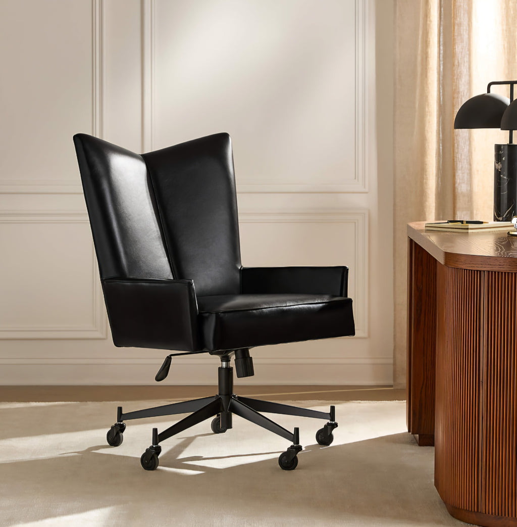 THE ONE × Bowtie — Black Leather Office Chair