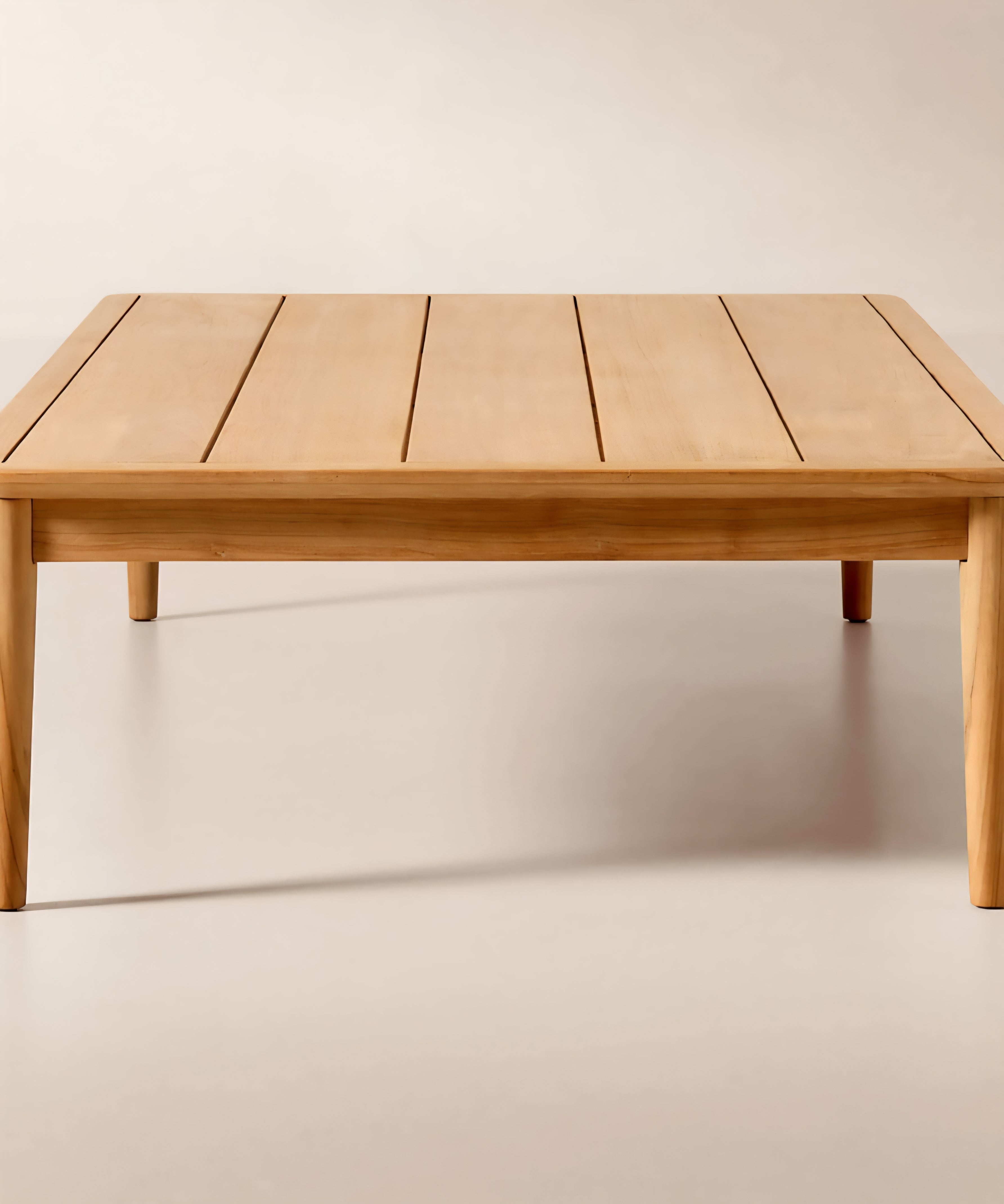 THE ONE × Tide — 60" Rectangular Travertine & Teak Outdoor Coffee Table