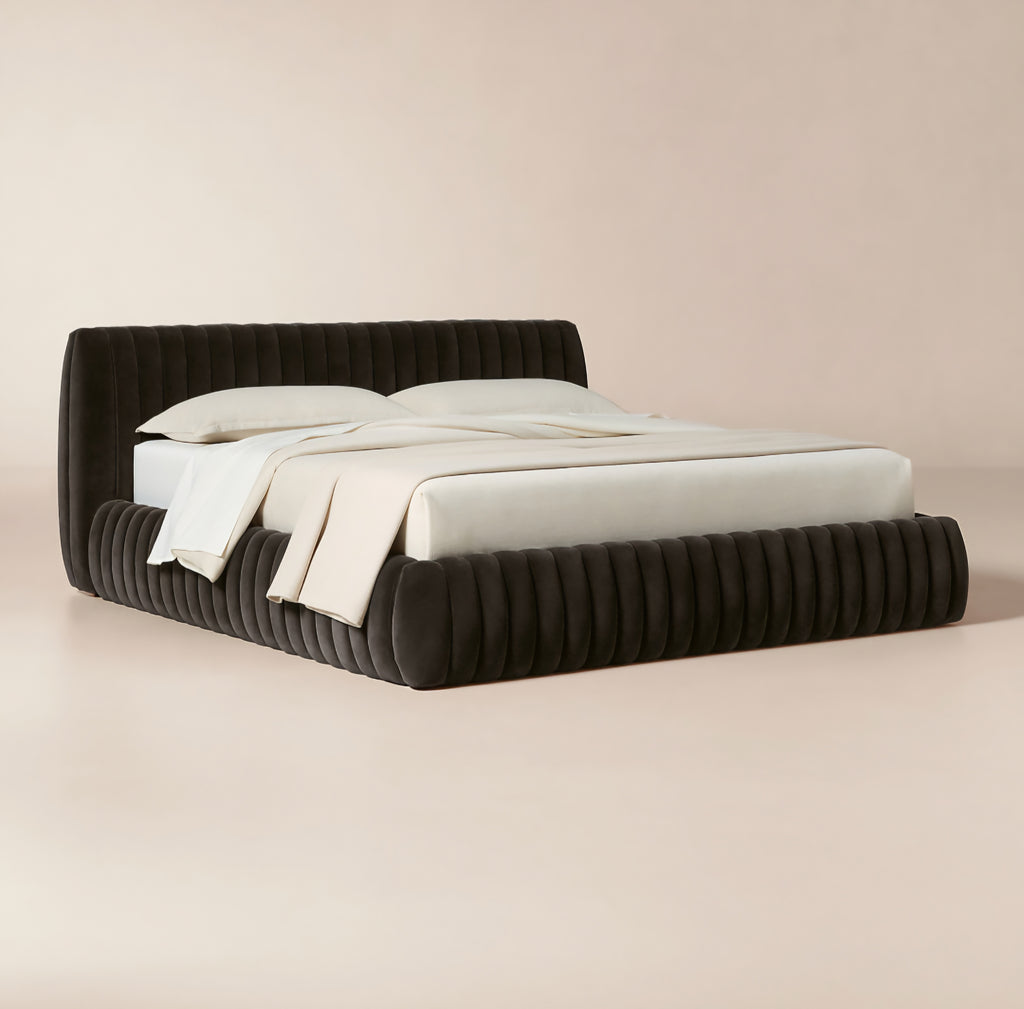 THE ONE × Wolcott — Channeled Mink Velvet King Bed