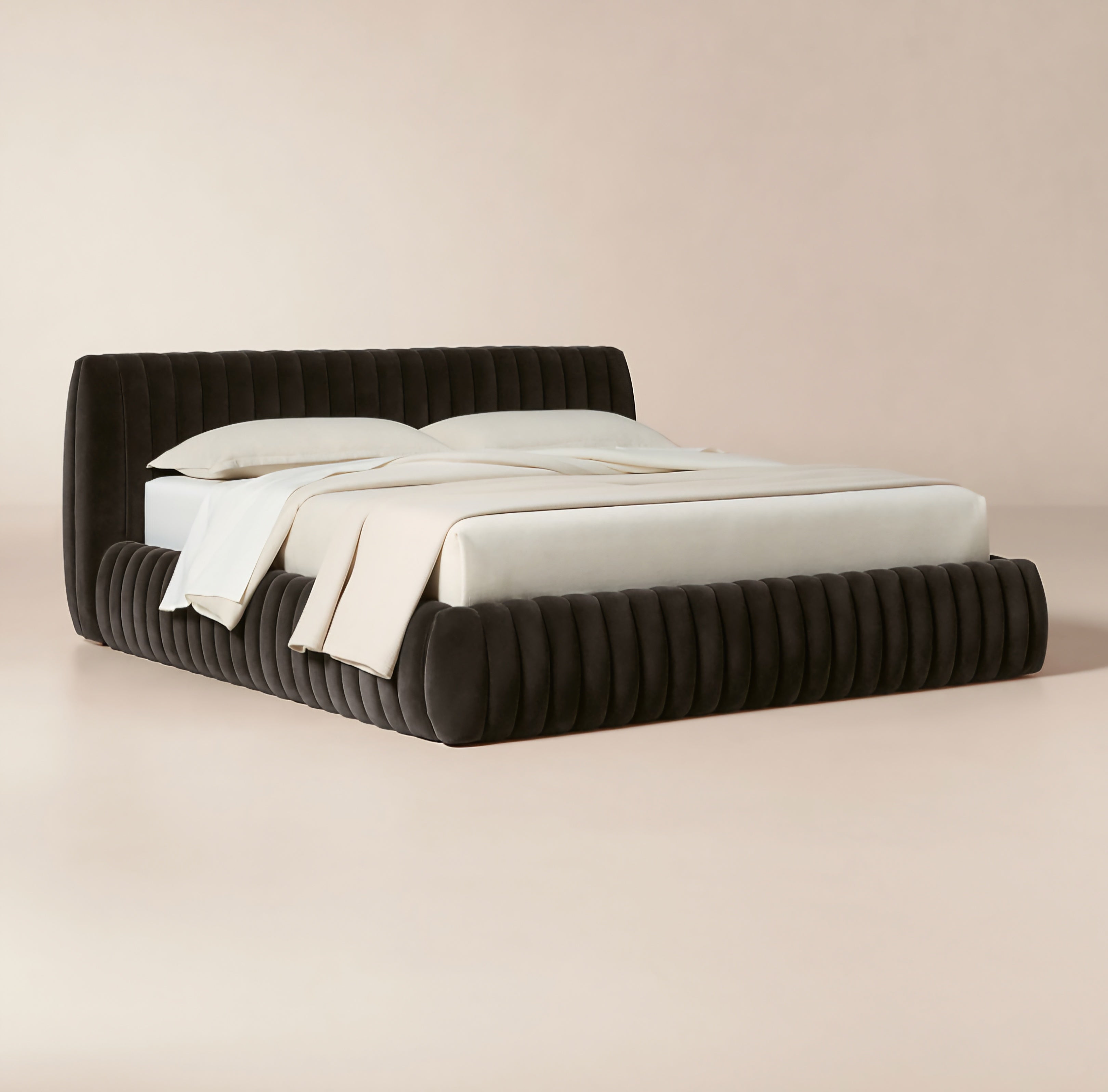 THE ONE × Wolcott — Channeled Mink Velvet King Bed