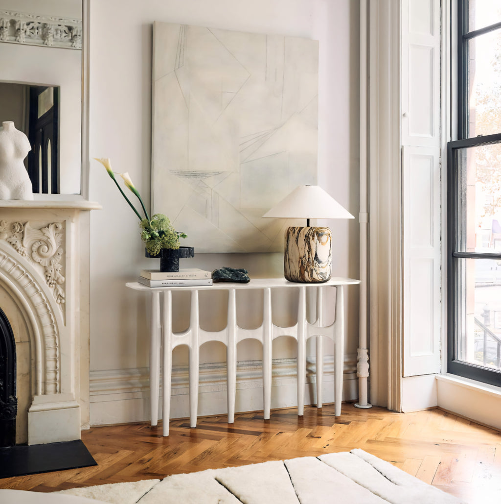 THE ONE × Bixby — White Cast Aluminum Console Table