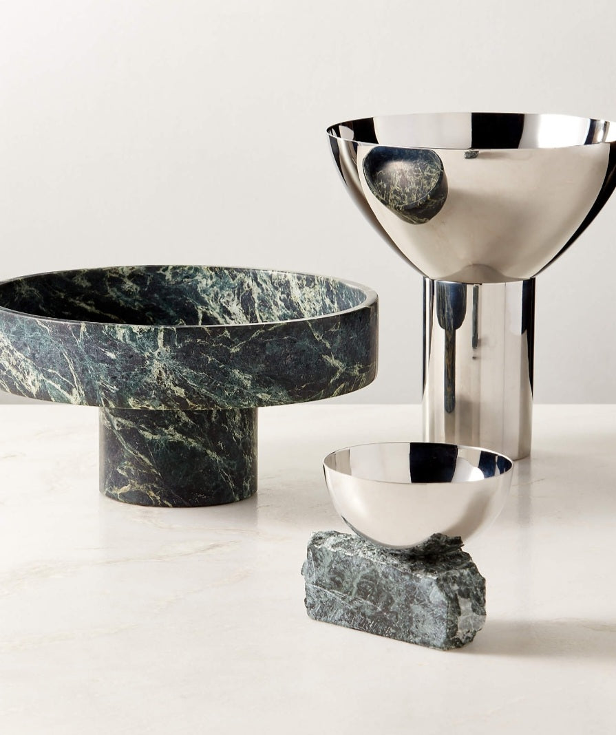 THE ONE × Laftin — Stainless Steel and Green Marble Snack Bowl