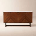 THE ONE × Suspend — Walnut Wood Media Console with White Marble Top