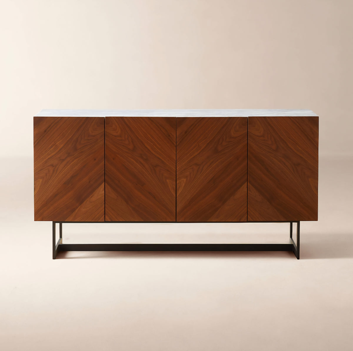 THE ONE × Suspend — Walnut Wood Media Console with White Marble Top