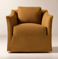 THE ONE × Bristol — Cognac Slipcovered Performance Linen Swivel Chair