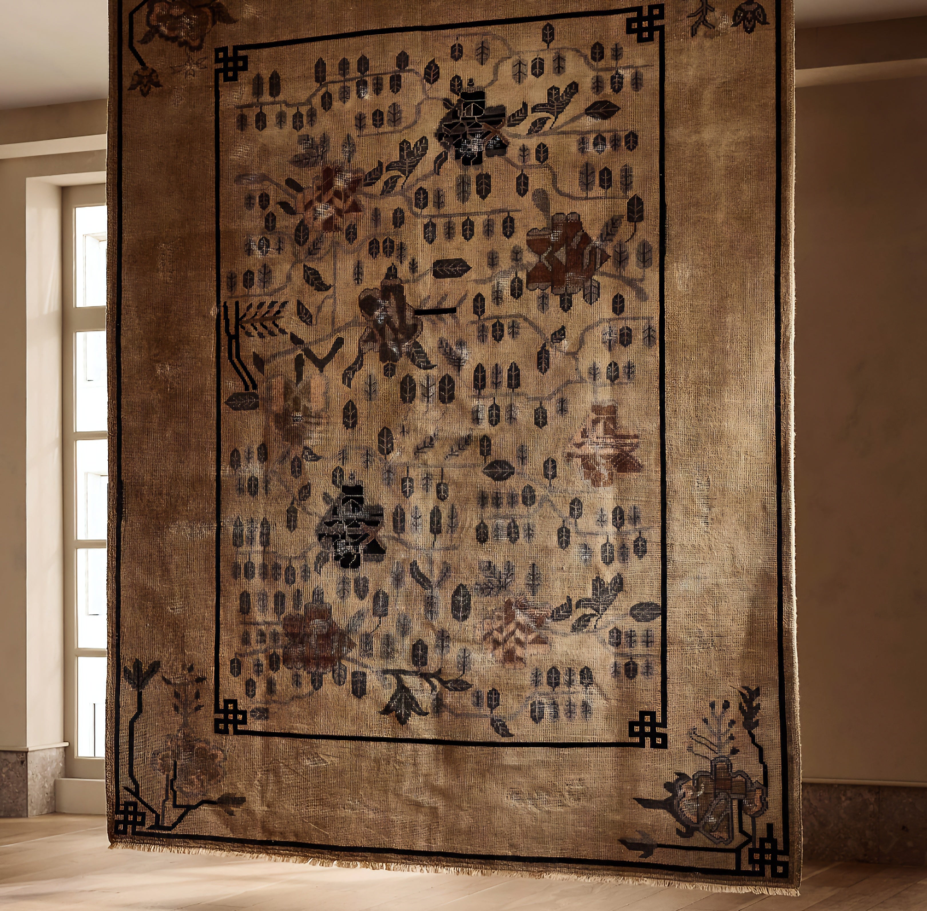 THE ONE × Fiora — Hand-Knotted Distressed Warm White New Zealand Wool Area Rug
