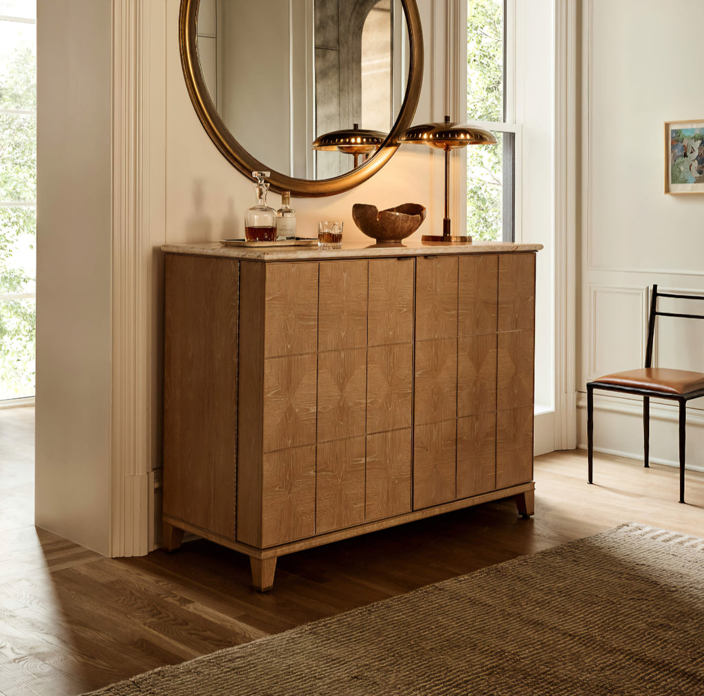 THE ONE × Tribeca — Marble and White Oak Bar Cabinet