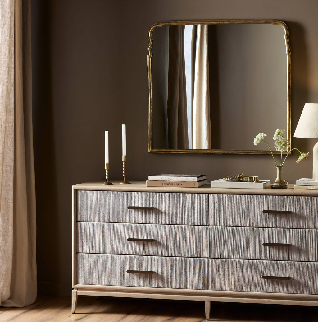THE ONE × Amelie — Antique Brass Mantel Mirror 39.5" x 36"