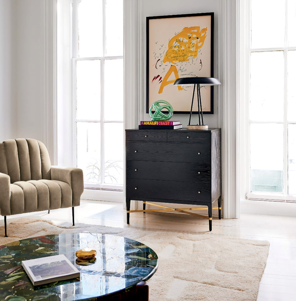 THE ONE × Connoisseur — Black Oak Wood 5-Drawer Dresser