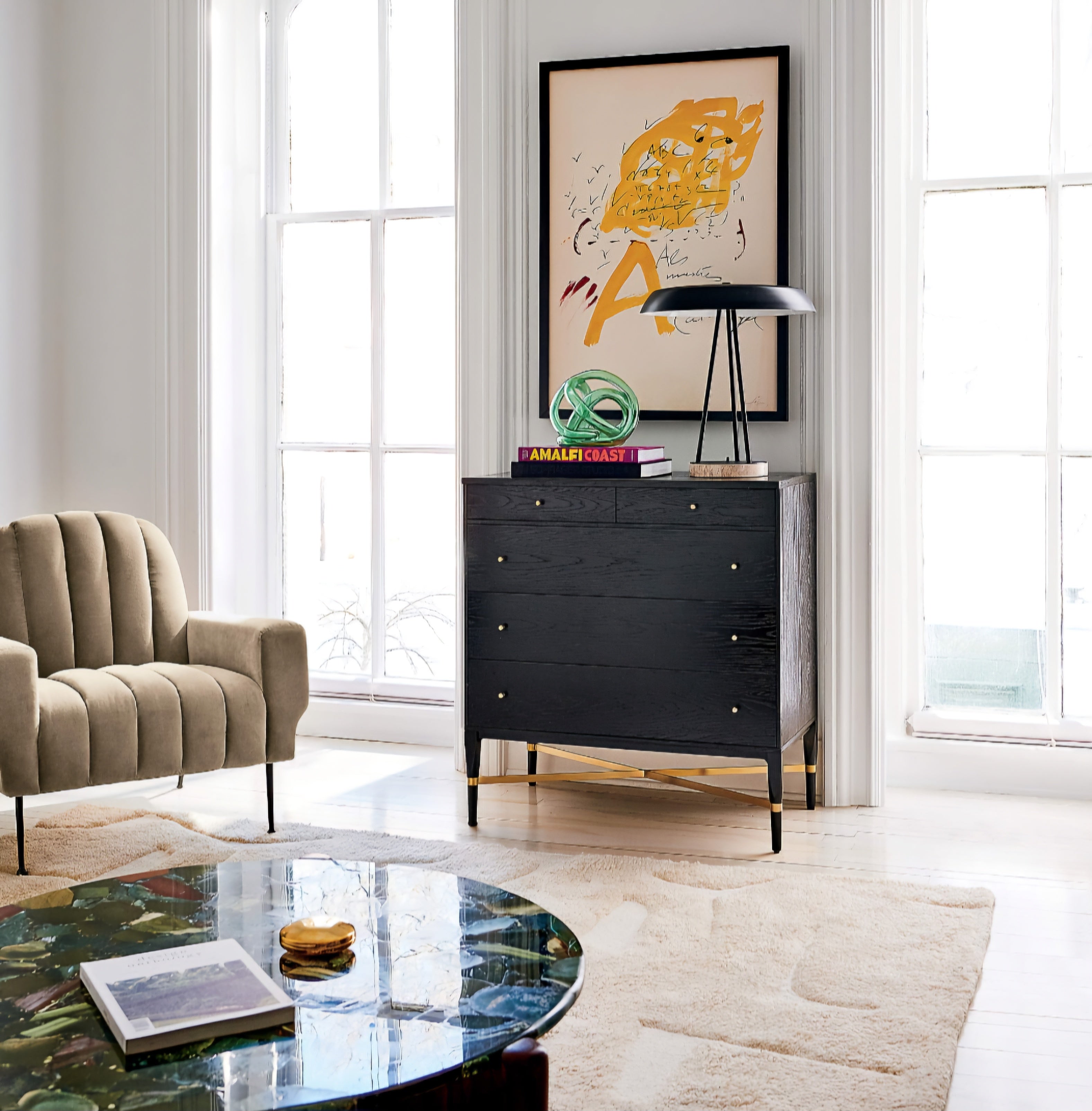 THE ONE × Connoisseur — Black Oak Wood 5-Drawer Dresser