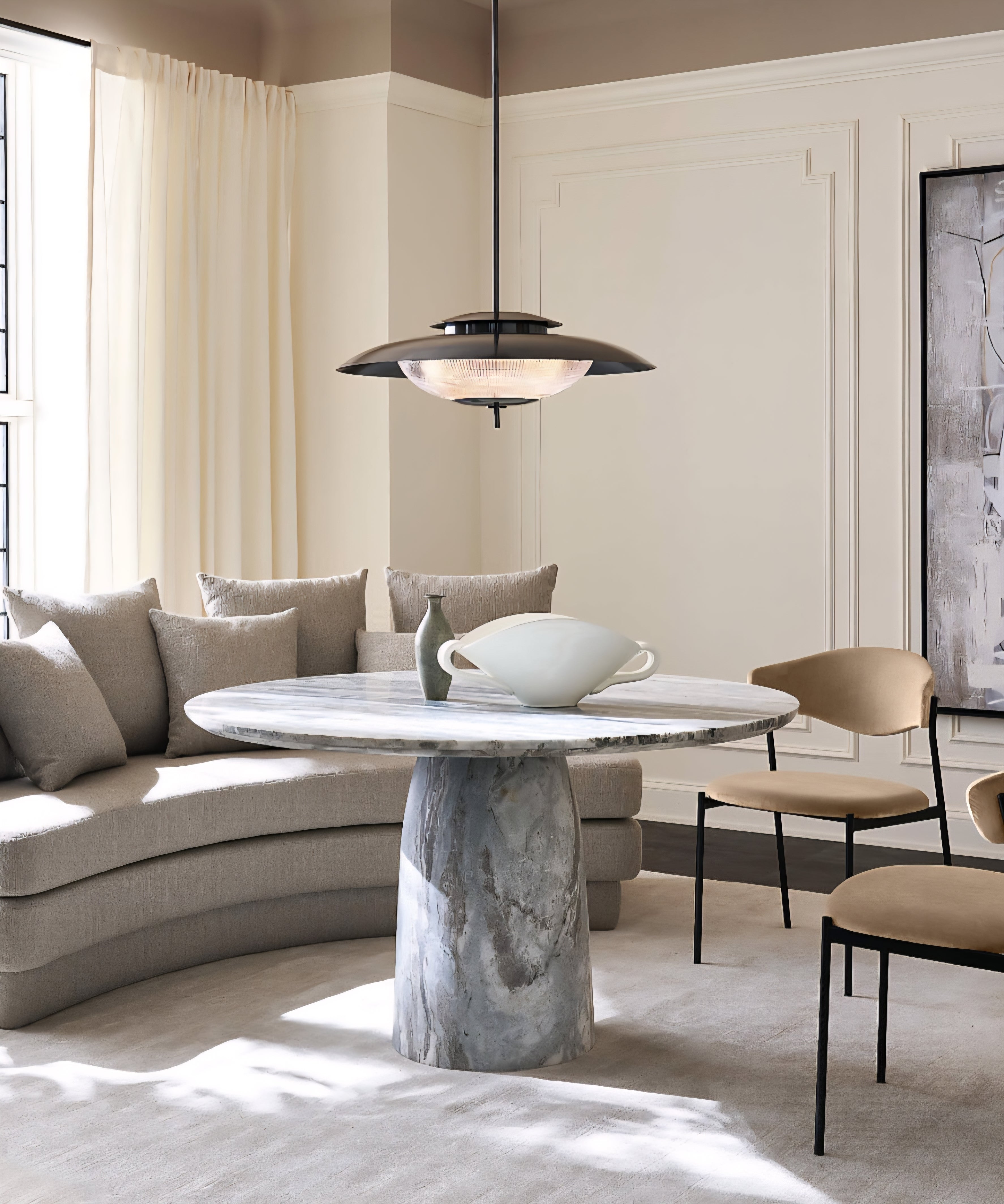 THE ONE × Damato — Mink Velvet Dining Chair