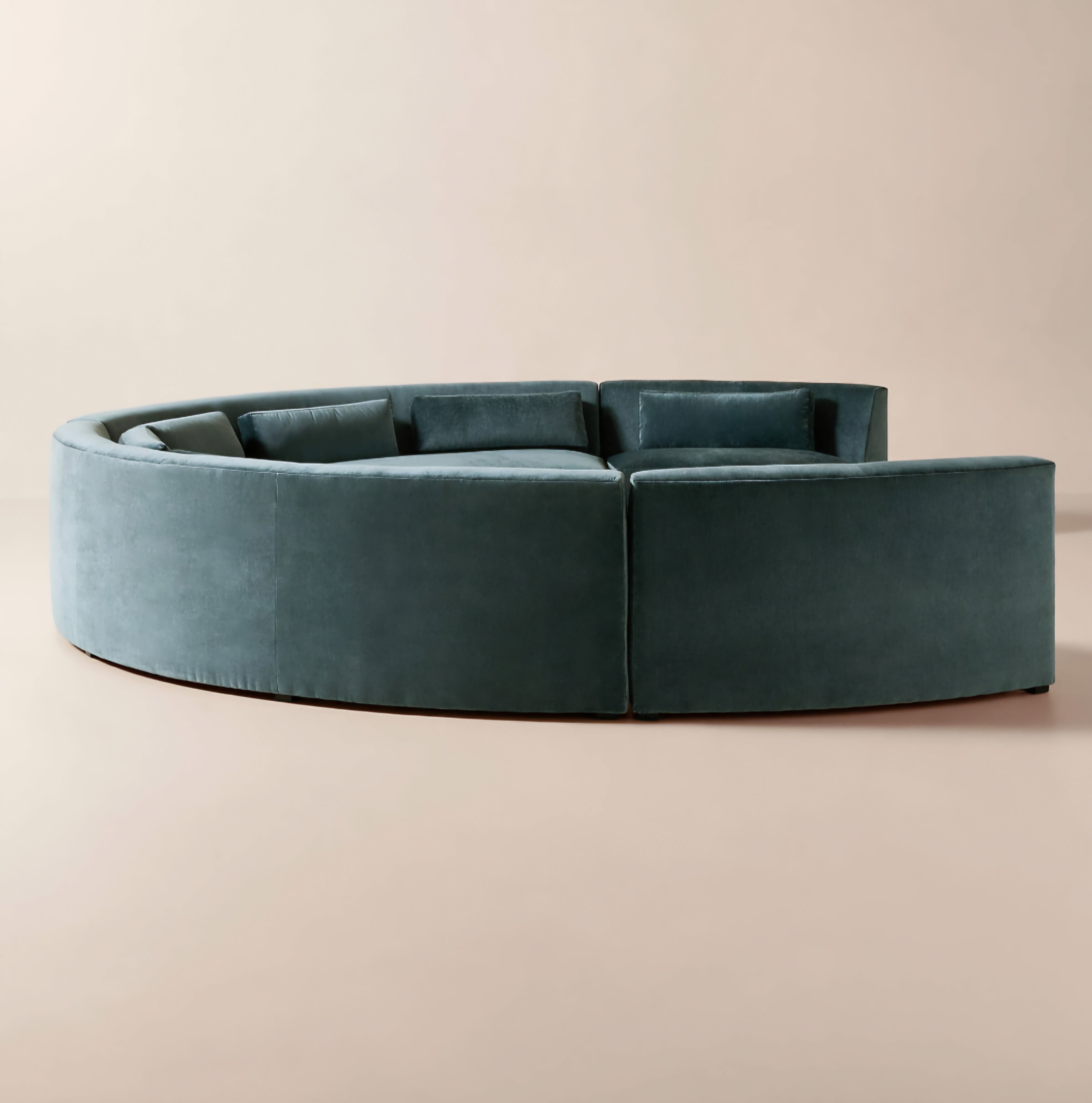THE ONE × Sonora — Curved Sapphire Velvet 4-Piece Sectional Sofa