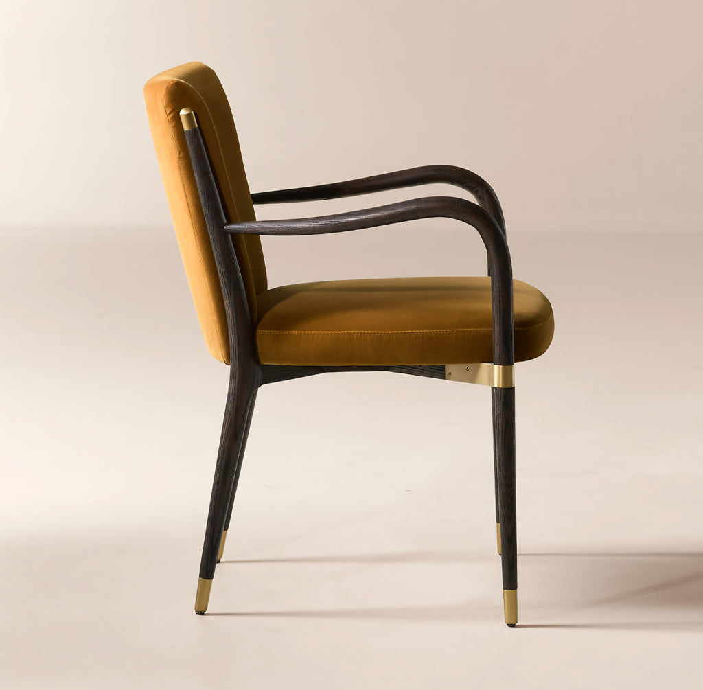 THE ONE × Norrie — Smoked Amber Velvet Dining Armchair