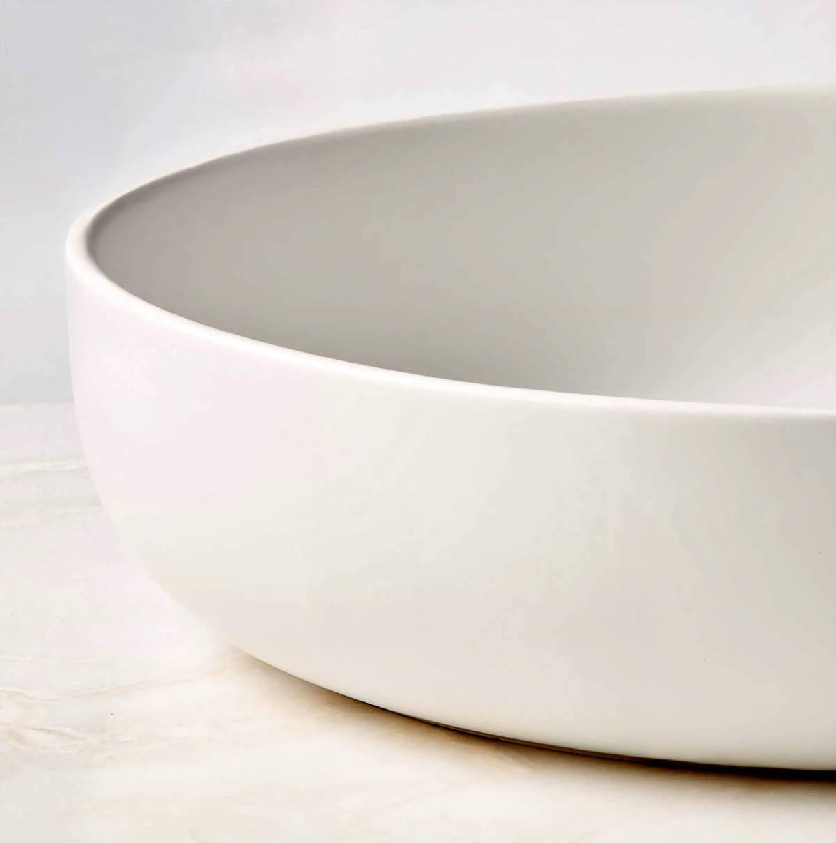 THE ONE × Mori — Matte White Low Serving Bowl