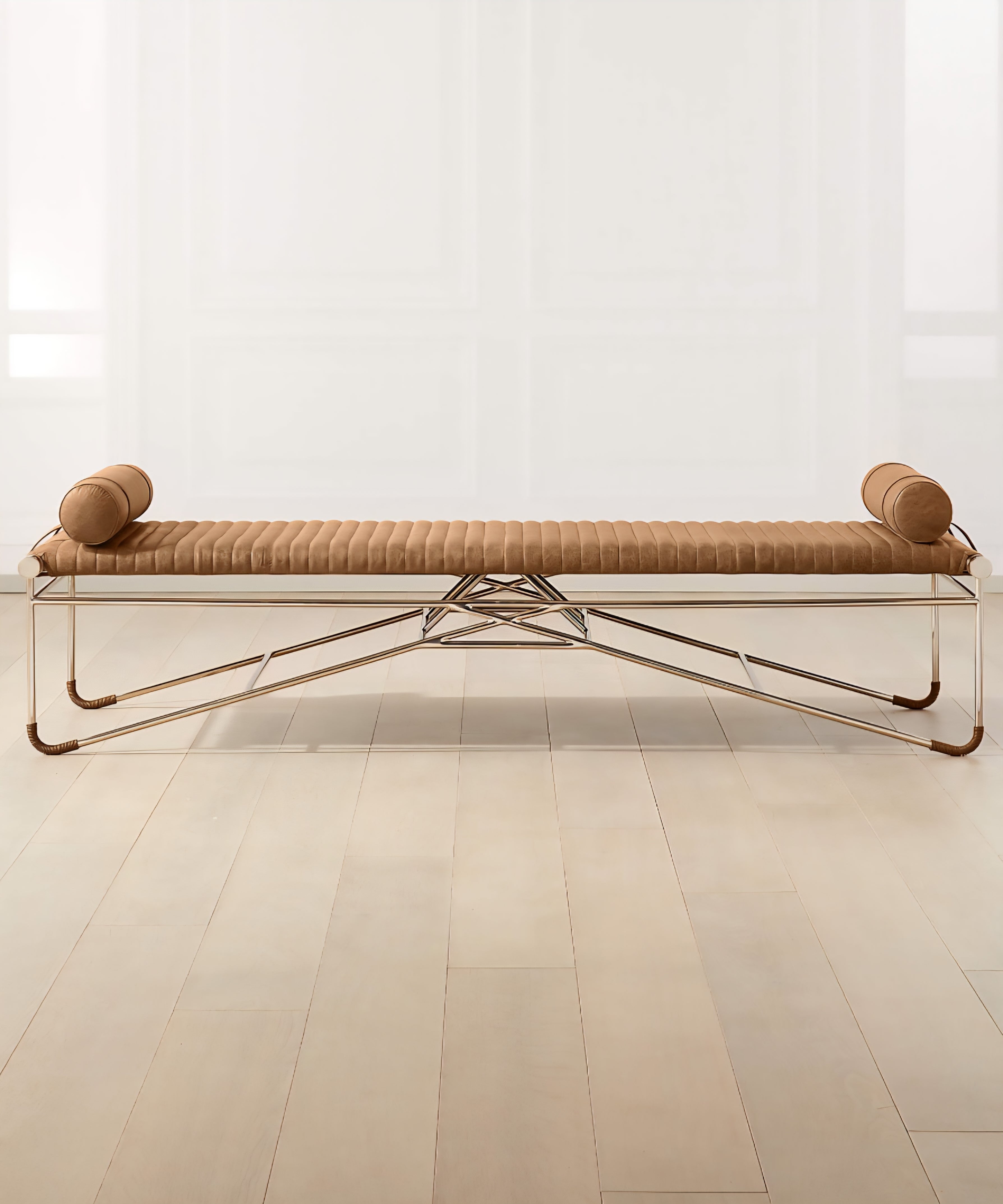 THE ONE × La Strizza — Saddle Leather Bench with Bolster Pillows