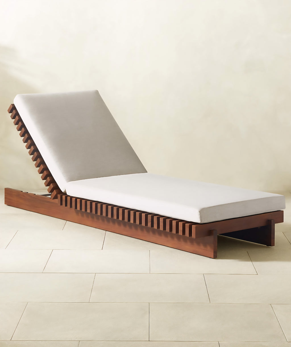 THE ONE × Taiko — Stained Teak Outdoor Sun Lounger with Sunbrella® Cushions