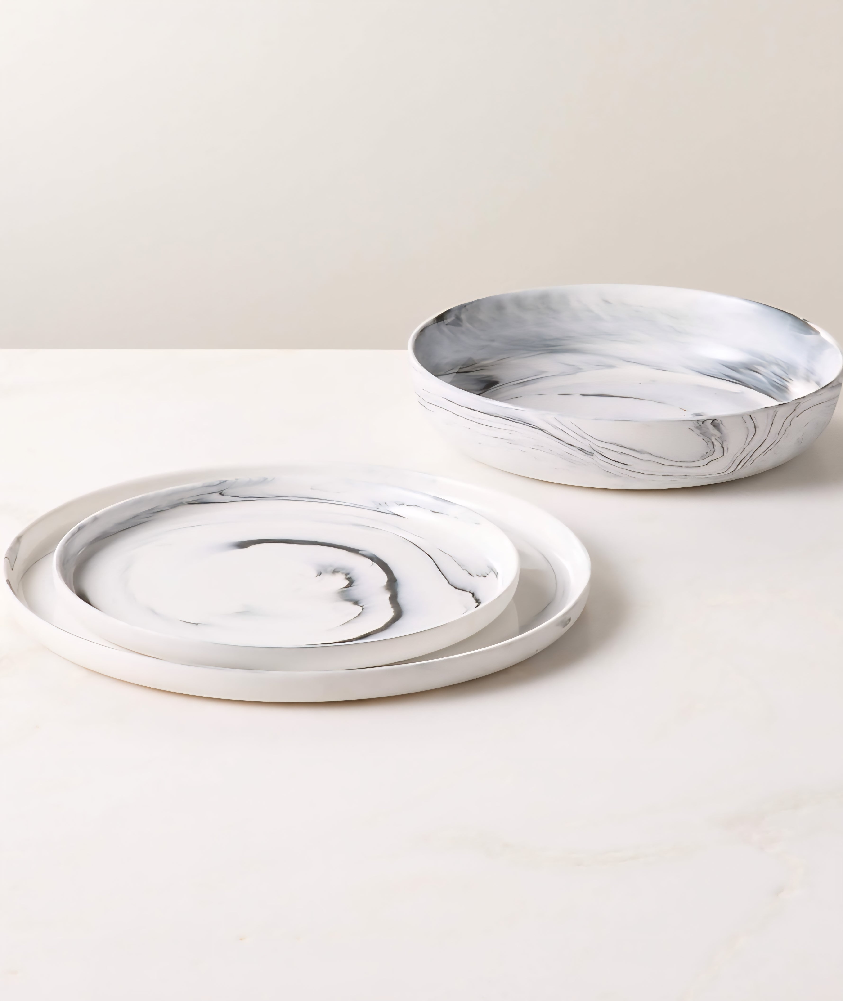 THE ONE × Swirl — 3-Piece Black and White Dinnerware Set