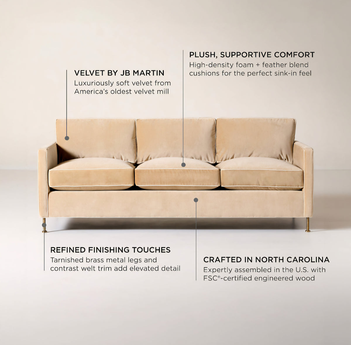 THE ONE × Brett — Jade Green Velvet Sofa