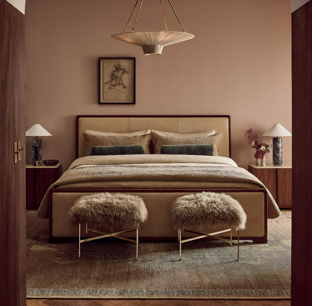 THE ONE × Rio — Walnut and Leather Bed