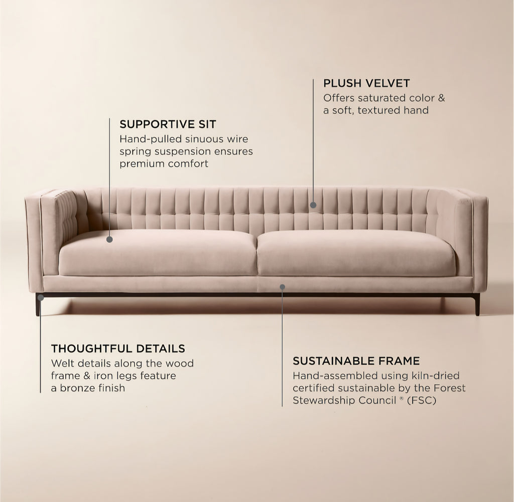 THE ONE × Ambroise — Light Taupe Velvet Sofa