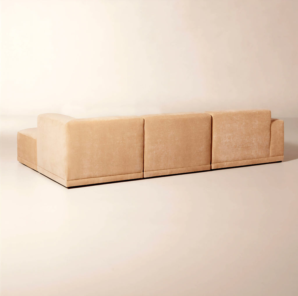 THE ONE × Faible — 4-Piece Modular Left-Arm Wheat Performance Velvet Standard Depth Sectional Sofa