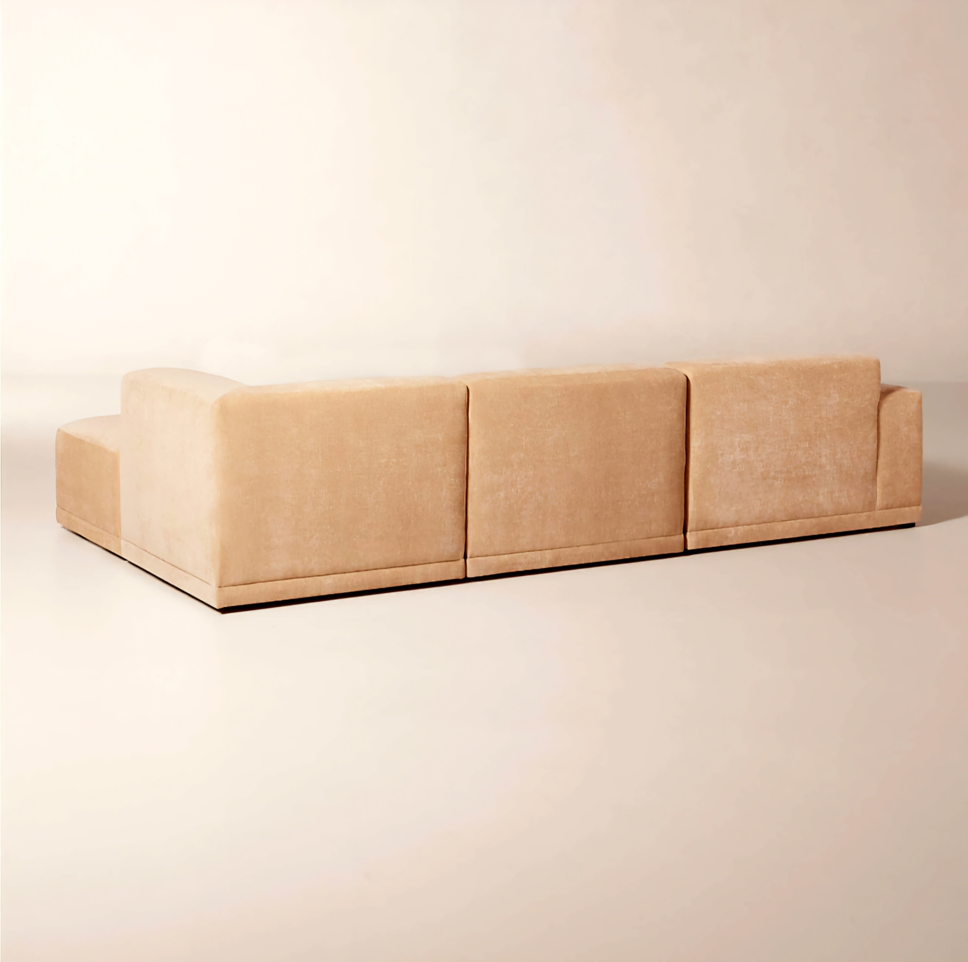THE ONE × Faible — 4-Piece Modular Left-Arm Wheat Performance Velvet Standard Depth Sectional Sofa