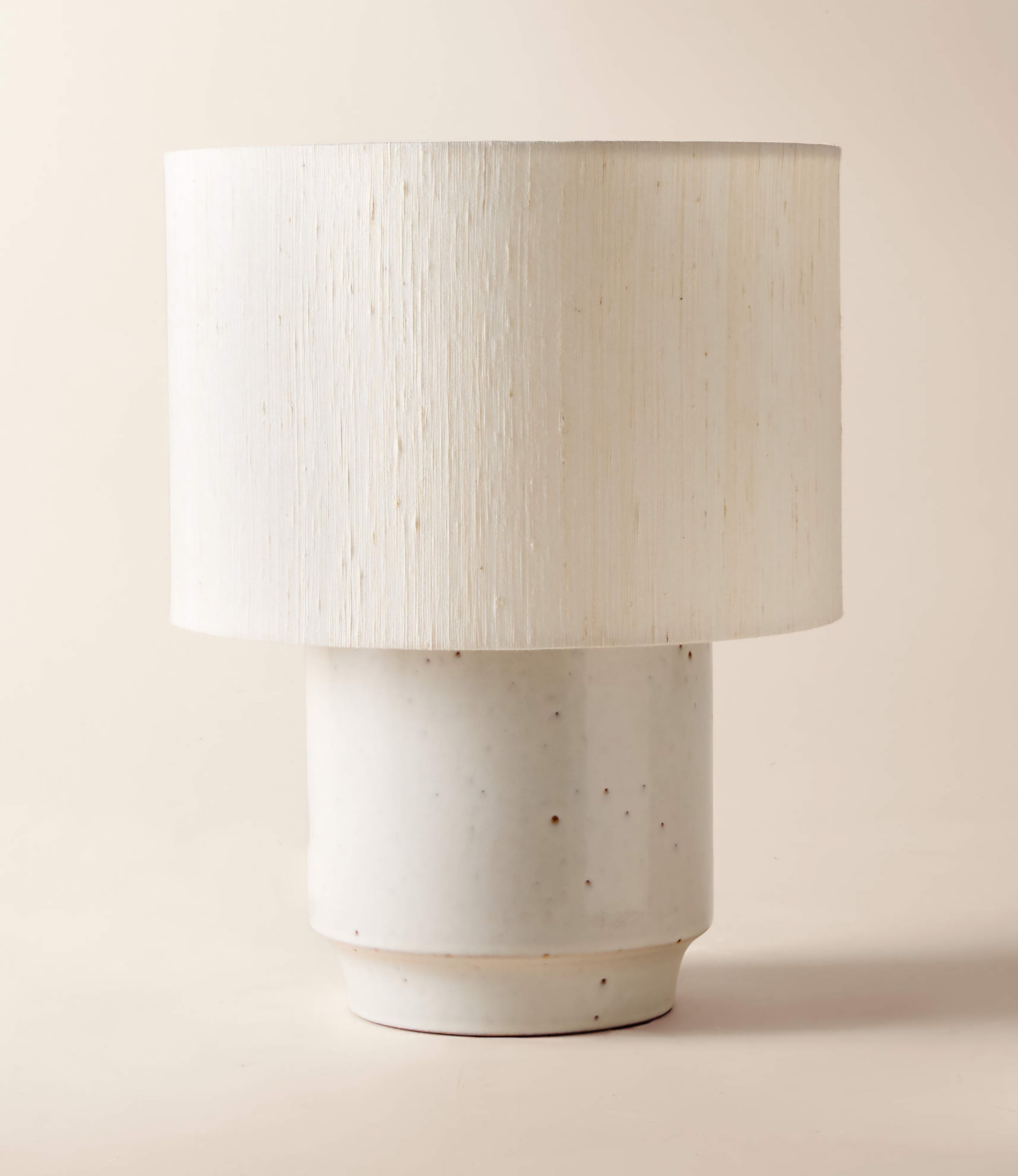 THE ONE × Rosalind — White Ceramic Reactive Glaze Table Lamp with Silk Shade