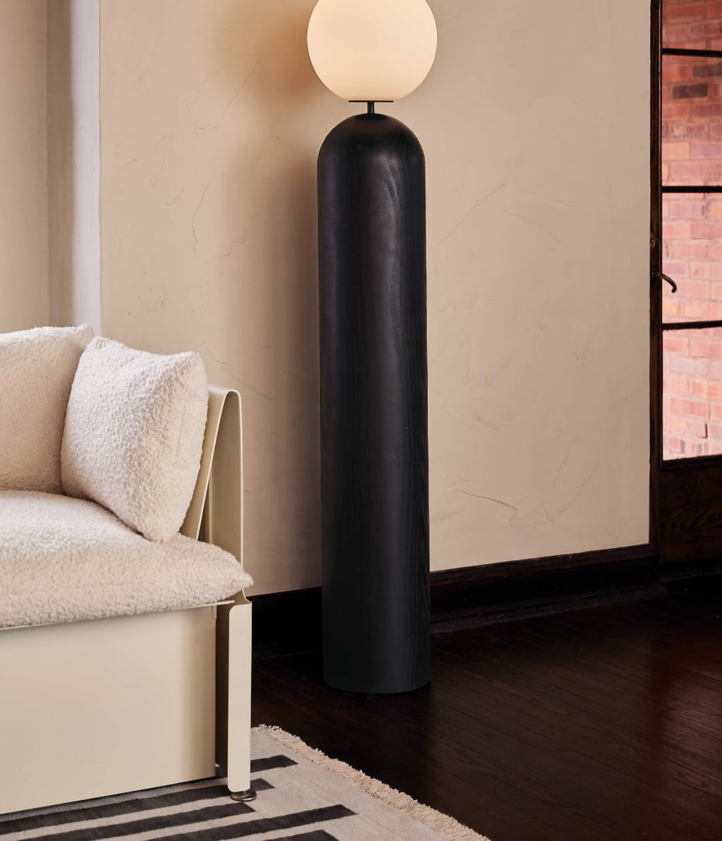 THE ONE × Ori — Globe Floor Lamp with Black Wood Base