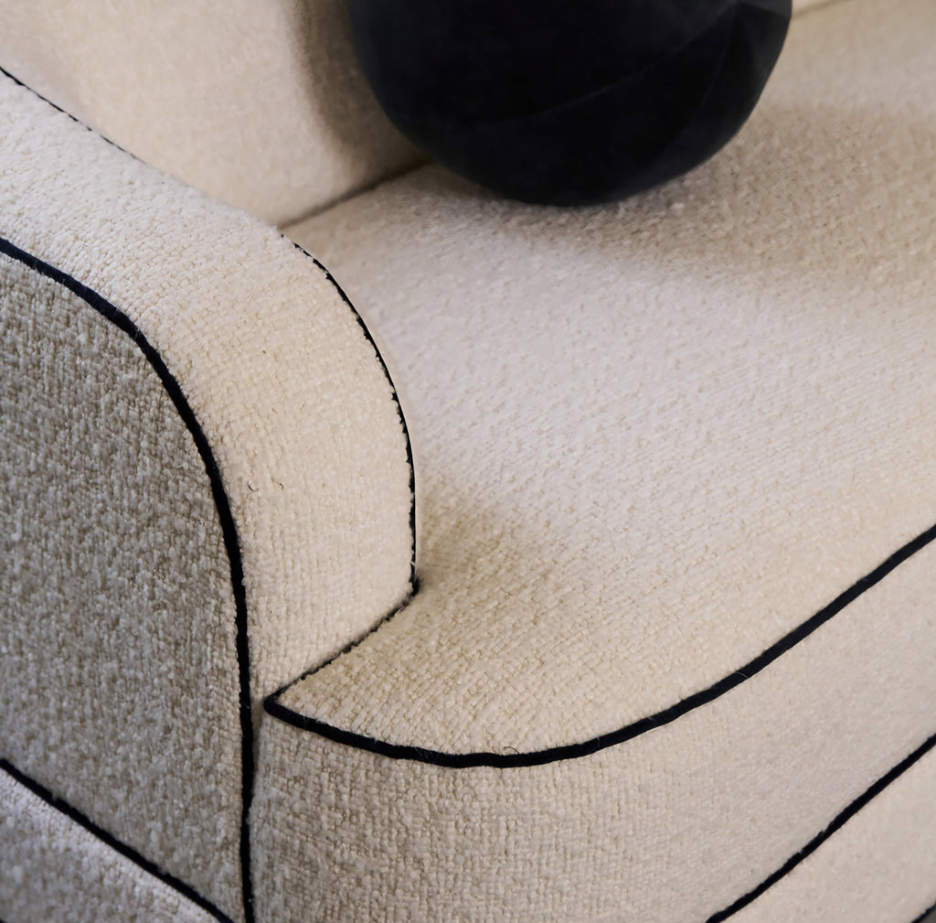 THE ONE × Mylene — Black and White Boucle Curved Sofa