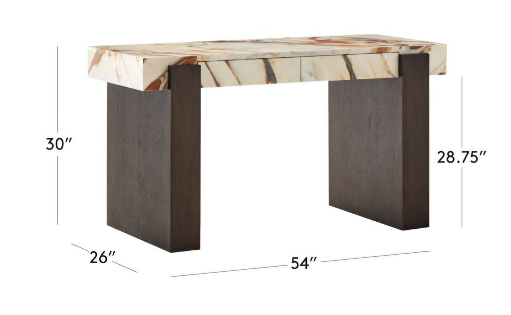 THE ONE × Spesso — 54" 2-Drawer Marble and Walnut Desk