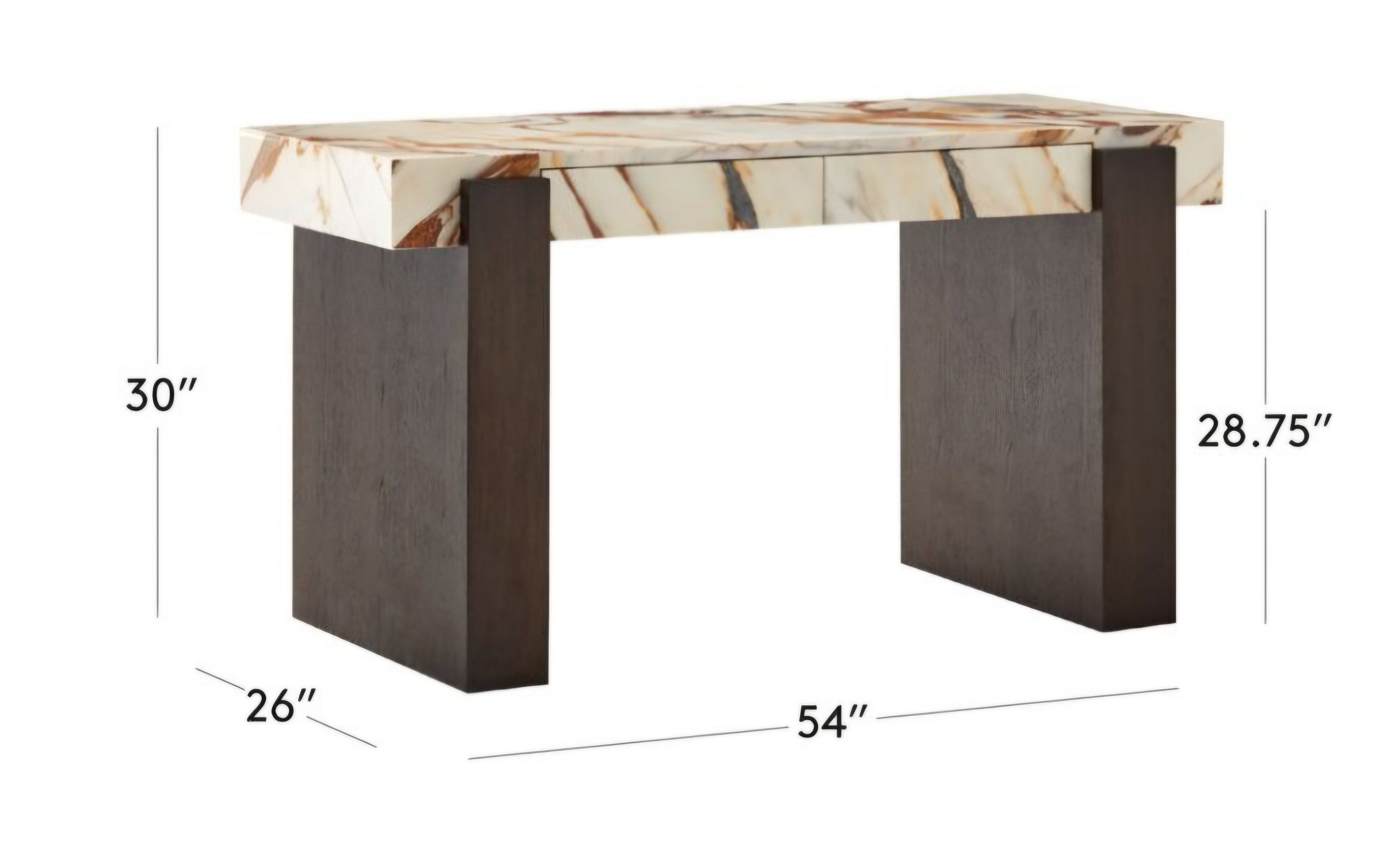 THE ONE × Spesso — 54" 2-Drawer Marble and Walnut Desk