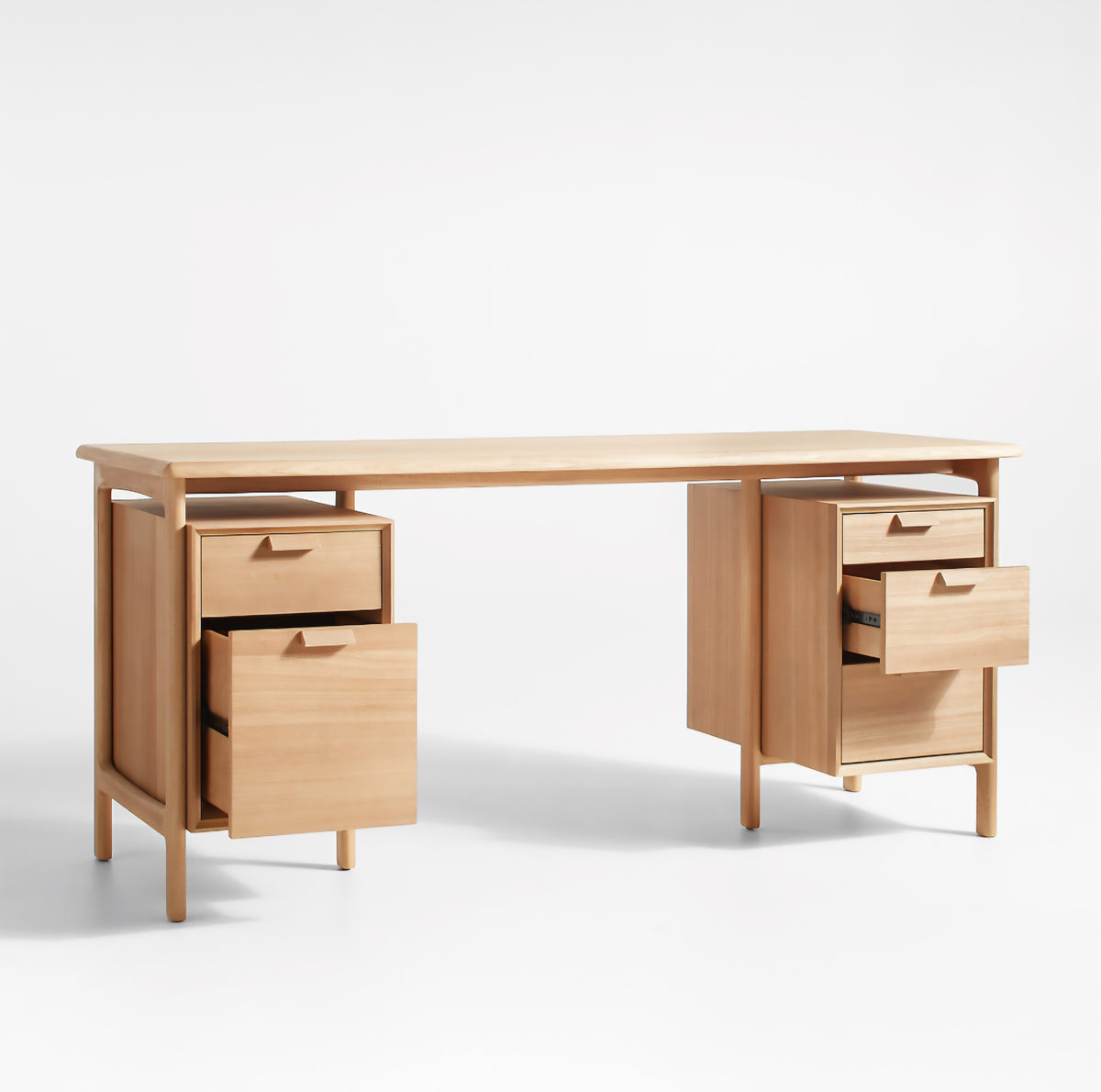 THE ONE × Elias — Natural Elm Wood Desk with File Cabinet (66")