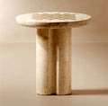 THE ONE × Kikko — White Travertine & Brass Inlay Game Side Table