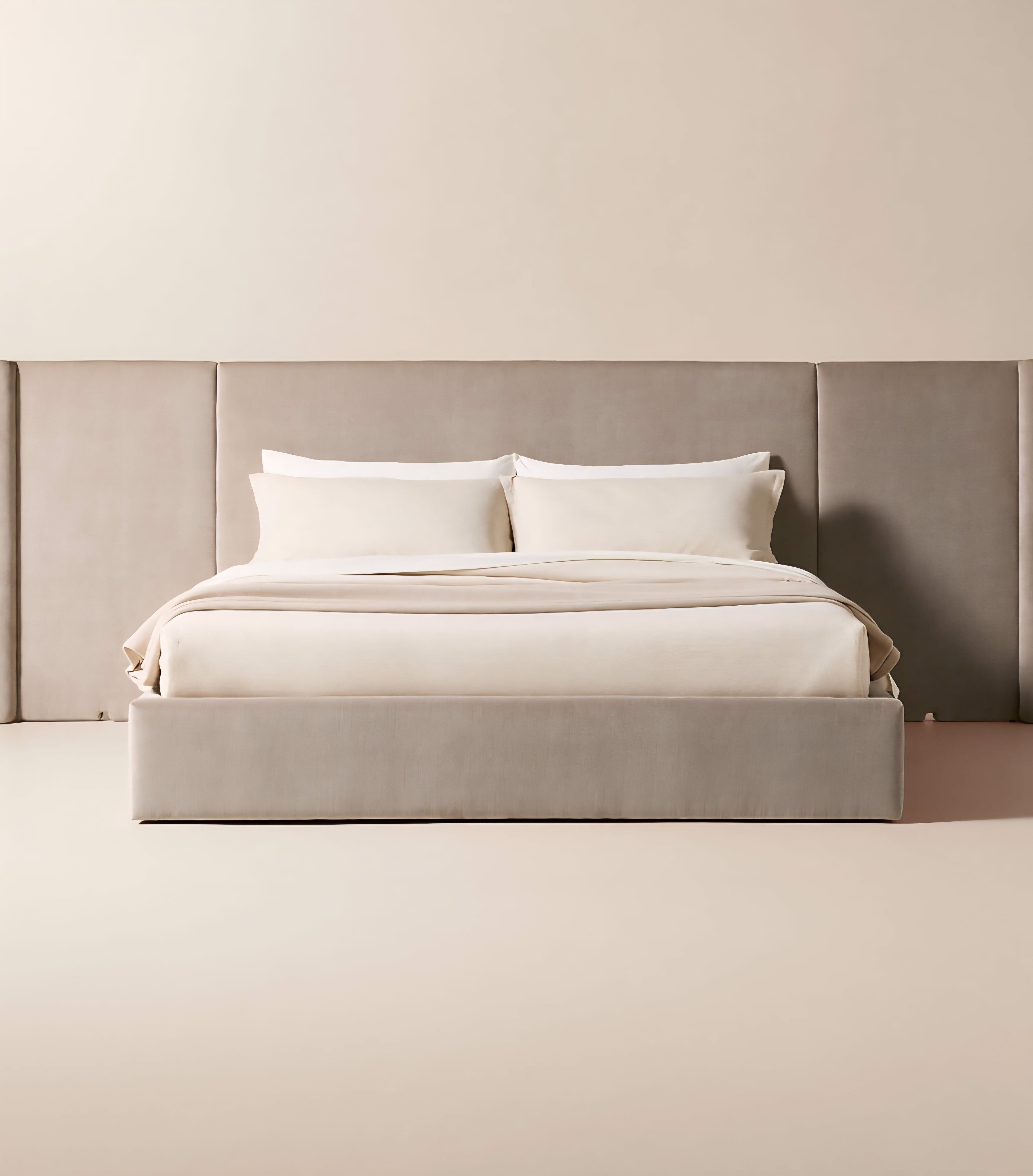 THE ONE × Abbott — Arctic Blue Velvet Upholstered Extended King Platform Bed