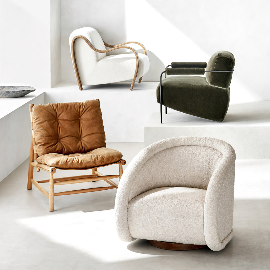 THE ONE × Medoc — Light Beige Textured Boucle Swivel Chair