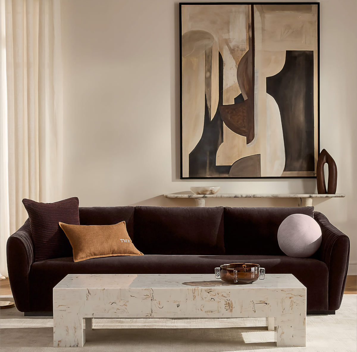THE ONE × Scatola — Brown Burl Wood Coffee Table