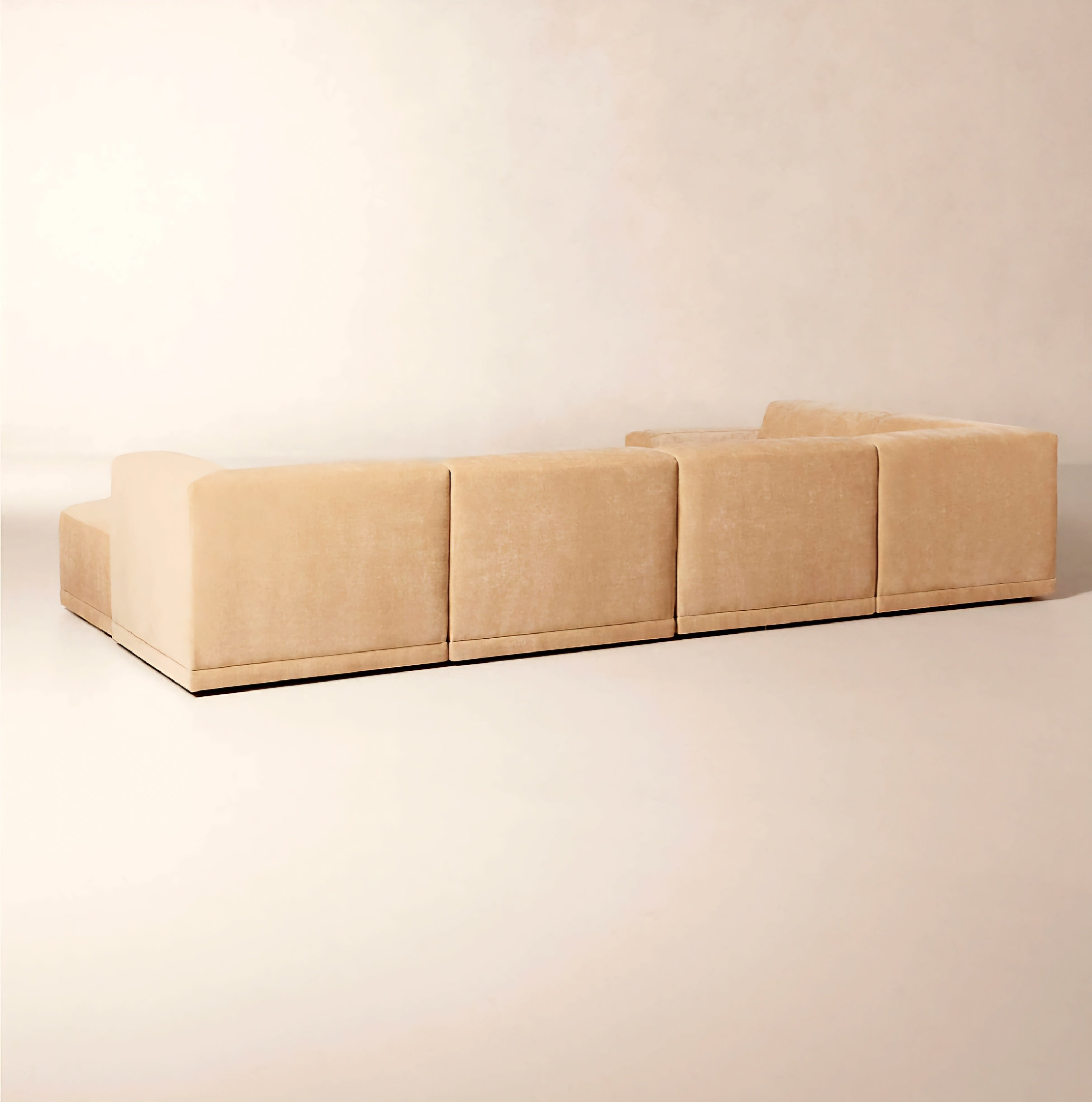 THE ONE × Faible — 6-Piece Modular Left-Arm Wheat Performance Velvet Standard Depth Sectional Sofa