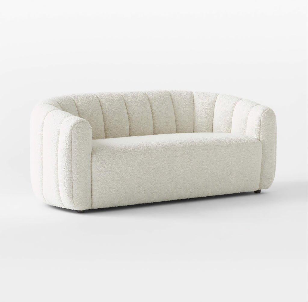 THE ONE × Fitz — Channeled White Boucle Loveseat