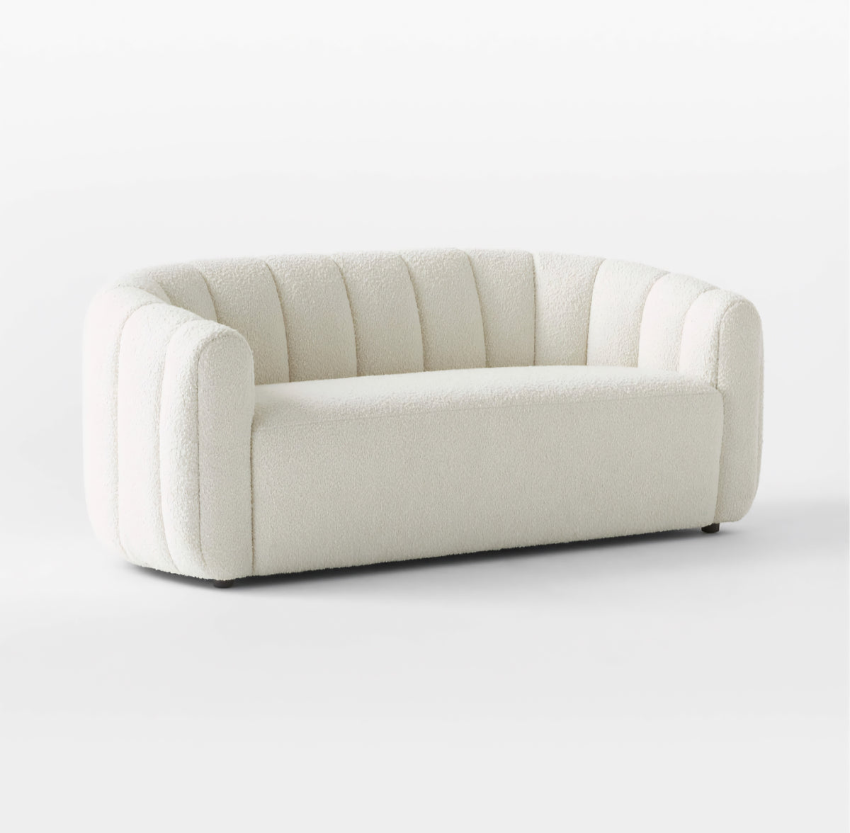 THE ONE × Fitz — Channeled White Boucle Loveseat