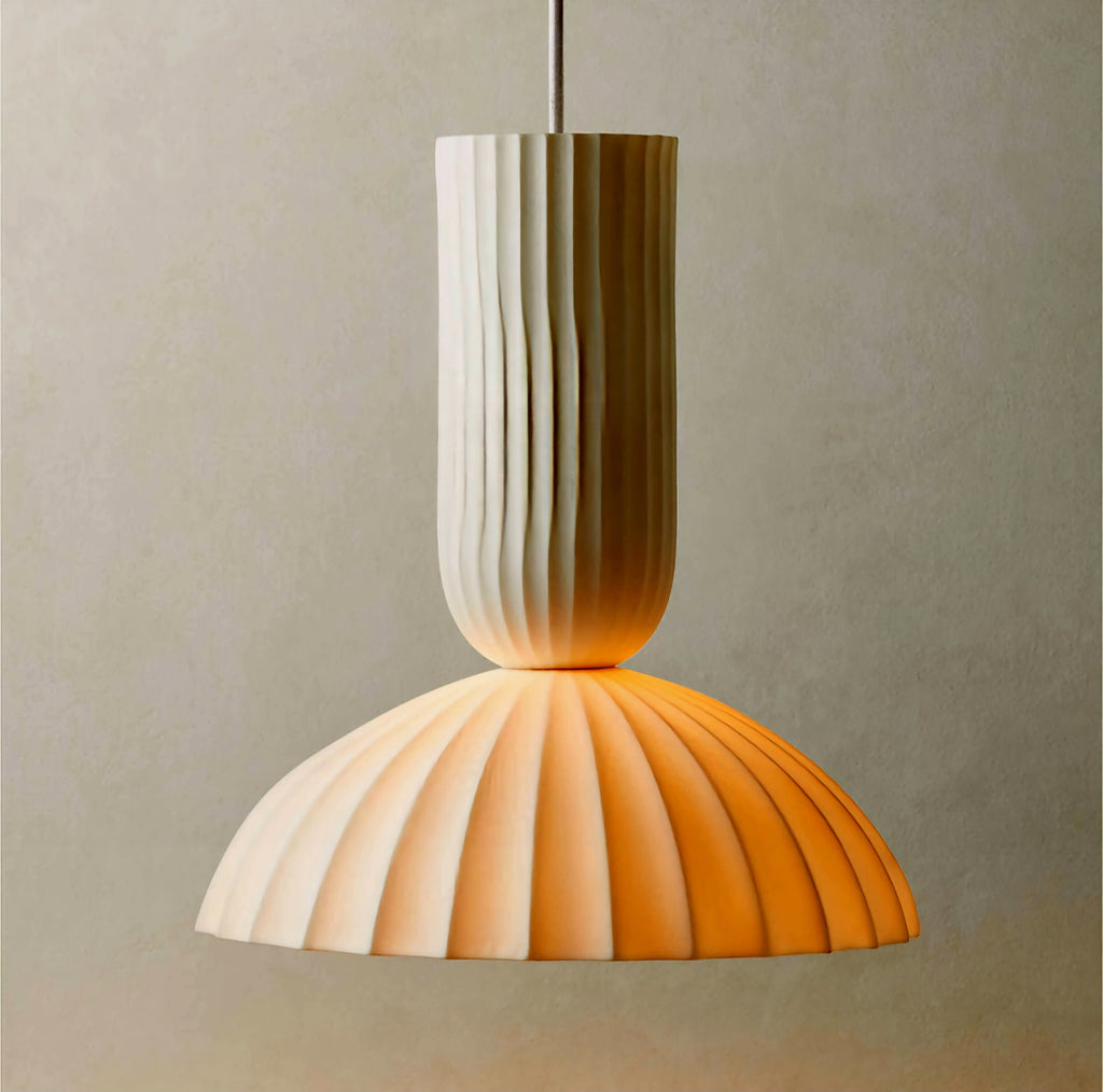 THE ONE × Jeanne — Fluted White Porcelain Dome Pendant Light