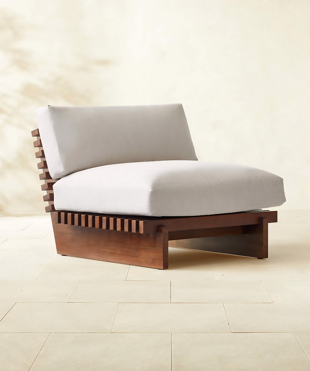 THE ONE × Taiko — Stained Teak Outdoor Lounge Chair with Sunbrella® Cushions